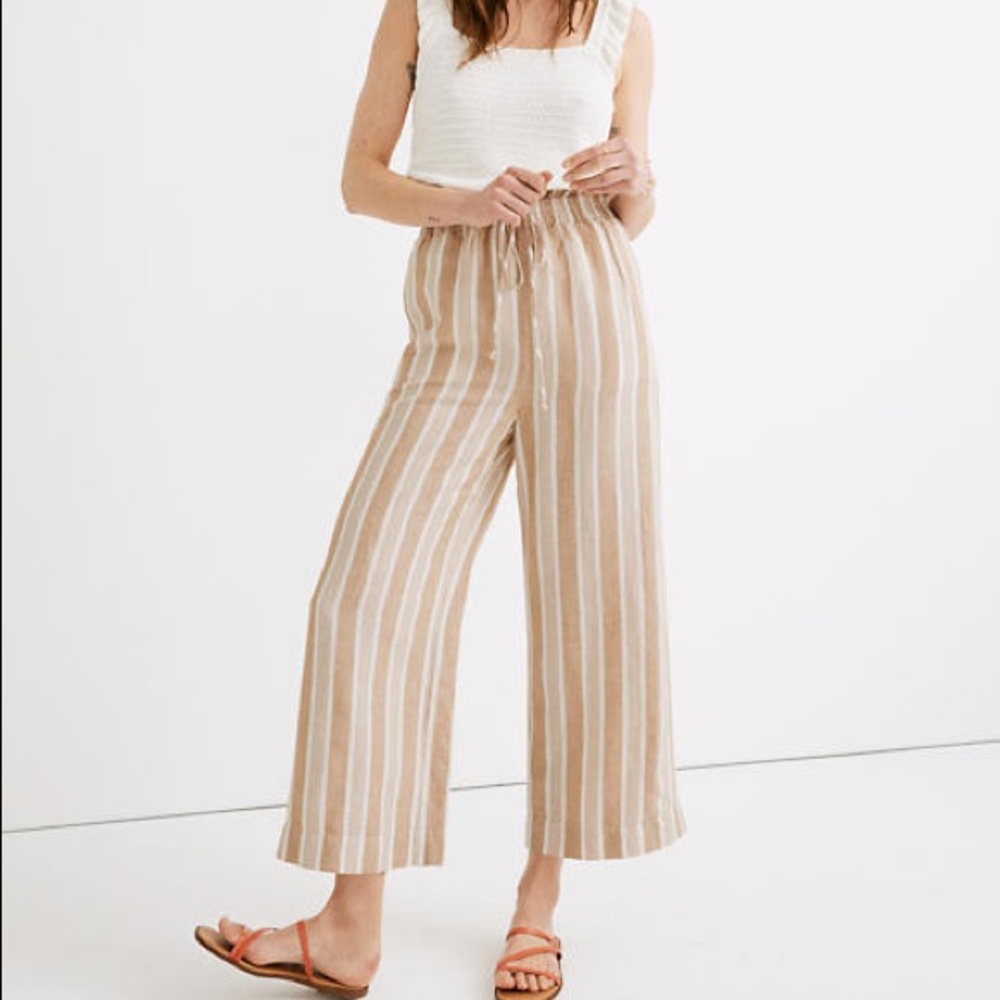 Madewell Emmett wide leg linen crop pants